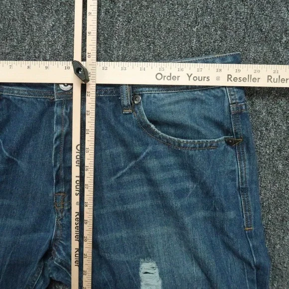 Cult Of Individuality Jeans Mens 38x34 Blue Hagen Straight Leg Distressed‎ Denim